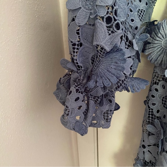 ASOS Tiered Mini Dress w/3D floral embroidery, cornflower blue, 4 - Picture 3 of 8